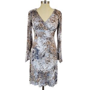 Vintage 90s Y2k StudioY Babydoll Bell Sleeve Dress Blue M Boho Hippie Festival